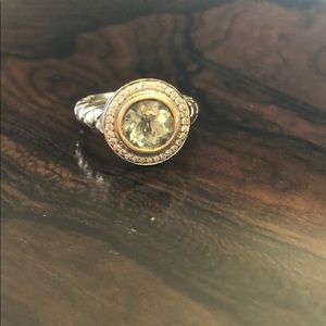Peridot white and yellow gold ring size 5